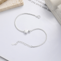 wholesale S925 Sterling Silver Korean Minimalist Style Cold-Toned Heart-Shaped Snake Chain Bracelet Versatile Design Trendy Accessory-0-2