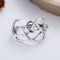 wholesale S925 Sterling Silver Online Celebrity Same Style Line Ring Korean Dongdaemun Retro Vintage Trendy Adjustable Ring-0-1