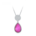 wholesale S925 Silver Cultivated Six-Ray Star Ruby Pendant Fashion Light Luxury Jewelry Gemstone Necklace Pendant-0-4