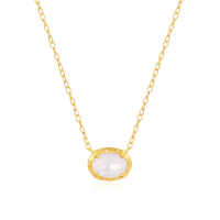 wholesale S925 Sterling Silver Textured Pink Opal Geometric Necklace, Korean Style, Trendy And Unique-Gold 925 silver