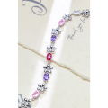 wholesale 925 Sterling Silver CT-010 Original Design Pink Crystal Five-Flower Bracelet with Colorful Zirconia, Versatile and High-End Wholesale Bracelet-0-3