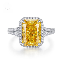 wholesale Pure silver new high carbon diamond ring 8*11 ice flower cut engagement ring for women-R417 White Diamond>No. 9