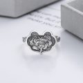 wholesale S925 sterling silver vintage ethnic enamel cloisonné ruyi blooming peony floral ring for women-0-2