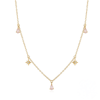 wholesale S925 Sterling Silver Zircon-encrusted Waterdrop And Star Stackable Summer Necklace For Women-Gold 925 silver