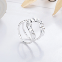 wholesale S925 Silver Fashion Korean Japanese Irregular Pin Personality Internet Celebrity INS Style Creative Niche Open-End Ring-YJ1285M/approx. 5.4g Adjustable opening