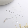 wholesale S925 Sterling Silver Korean Minimalist Artistic Geometric Line Interlay Pearl Accent Gentle Lady Necklace-0-2
