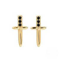 wholesale S925 Sterling Silver Dagger Cross Earrings With Evil Eye, Star, And Moon Pendant Hoop-Gold #3-Black Diamond 925 Silver