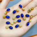 wholesale S925 silver gold-plated natural lapis lazuli accessory spacer bead hand plaque drop bracelet necklace DIY semi-finished product-0-17