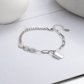 wholesale S925 Sterling Silver Korean Style Minimalist Small Round Pendant Simple Geometric Doogluck Lucky Irregular Bracelet-0-0