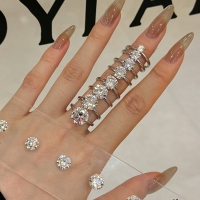 wholesale 925 Sterling Silver Classic French Women's Ring Minimalist Solitaire Setting High-End Four-Prong Set Zircon 1-5 Carat Silver Ring-DY121323-SW-WH 7