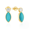 wholesale S925 Sterling Silver Turquoise Marquise Earrings, Necklace, And Ring Set For Women-0-3