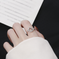 wholesale S925 Sterling Silver Retro Creative Minimalist Waterdrop Open Ring with Hollow-Out Heart Pattern Design-0-3
