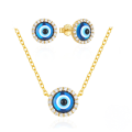 wholesale S925 Sterling Silver Classic Evil Eye Stud Earrings and Necklace Set, Versatile Women's Pendant-0-7