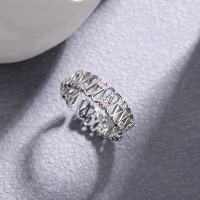 wholesale 925 Sterling Silver Wrinkled Ring Women Ins Minimalist Style Small Unique Design Sparkling Diamond Ring Summer New Collection-Copper-plated platinum ring