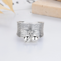 wholesale S925 Silver Fashion Cross-Border Wide Textured Bell Pendant Minimalist Design Versatile Open Ring-0-2