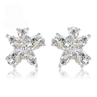 wholesale S925 silver jewelry new luxury-style teardrop earrings for women, hot sale on AliExpress and Wish-E263 Flower-shaped earrings (minimum order of 10 pairs)  925 silver