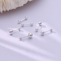 wholesale 925 Sterling Silver Geometric Bean Stud Earrings Minimalist Fashion Versatile Ear Bone Piercing Sleep-friendly Ear Care Ear Helix Piercing-0-2