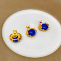 wholesale S925 gold-plated silver natural lapis lazuli accessories, bracelet, necklace, braided cord, stringing, DIY handmade spacer beads, new semi-finished products-0-9