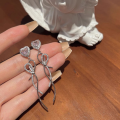 wholesale S925 Sterling Silver Ribbon Bow Ear Drop Korean Style Minimalist Niche Stud Earrings Design Sense Temperament Versatile Earrings-0-3