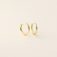 wholesale S925 Sterling Silver Minimalist Korean Plain Circle Round Ear Studs Light Surface Multiple Sizes Stackable Ear Hoops-8mm yellow gold (original medium)  925 silver