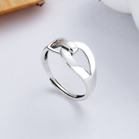 wholesale S925 Sterling Silver Korean Version Ins Minimalist Geometric Clasp Design Fashion Niche Open Adjustable Ring-YFJ440/approx. 2.5g Adjustable opening