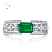 wholesale S925 Sterling Silver 1 Carat Emerald Exquisite Full Diamond Micro-Paved Ring, New Style for Cross-Border-R373 Green 9