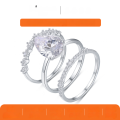 wholesale S925 Silver Moissanite Three-Piece Set Ring Women's Viral Minimalist Fashion Jewelry Wholesale from Source Factory-0-0