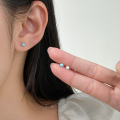 wholesale S925 Sterling Silver Circular Synthetic Opal Ear Studs Minimalist Design Commutable Ear Accessories M05932-0-1