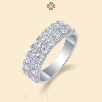 wholesale S925 Sterling Silver Moissanite Light Luxury Internet-famous Ring Cross-border Women's Ring Wholesale Multi-layer Non-fading Ring Niche Design-18 Moissanite Diamonds  US Size 5