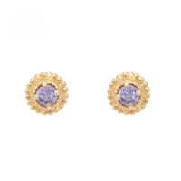 wholesale 10K Gold Japanese-inspired Light Luxury Delicate Iolite Openwork Stud Earrings for Women, Exuding Elegance and Grace-Violet