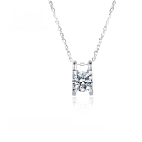 wholesale 9K/10K/14K/18K White Gold, Rose Gold, or Yellow Gold 1-Carat Moissanite Pendant Necklace in a Minimalist and Versatile Style-9k gold 1 carat Moissanite necklace