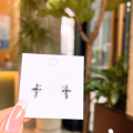 wholesale 925 Sterling Silver Micro-Inlaid Zircon Earrings, Small Flower Butterfly, High-End Minimalist Style, Elegant Textured Ear Accessories-0-62