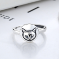 wholesale 925 Sterling Silver Cute Cat Head Ring Retro Trendy Style Cat Face Minimalist Niche Design High-End Feel-0-1