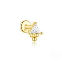 wholesale S925 Silver Metal With Zircon, Opal, And Pearl Flat Head Threadless Ear Cartilage Stud, Cross-border Hot Sale-Single gold #6