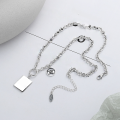 wholesale S925 Sterling Silver Cool and Stylish Street Dance Style Thick Chain Square Pendant Hip-Hop Trendy Personalized Necklace for Men-0-1