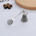 wholesale S925 Sterling Silver Retro Ethnic Style Creative Badminton Racket Pendant DIY Free Matching Necklace Pendant-0-0