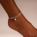 wholesale S925 Sterling Silver Adjustable Double-layer Cauliflower Chain With Pearl Pendant, Unisex Foot Anklet-0-2