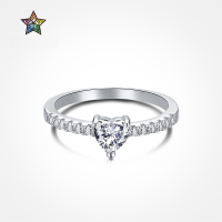 wholesale S925 Sterling Silver Women's European and American Light Luxury Minimalist Heart Carat Simulated Diamond Ring Jewelry Birthday Valentine's Day Wholesale-AY120239 No.7
