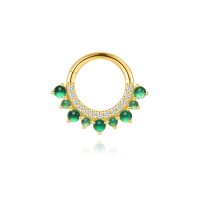 wholesale S925 Sterling Silver Light Luxury Double-layer Zircon-inlaid Natural Green Chrysoprase Ear Cuff, Ear Hoop,-Single gold #5