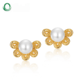 wholesale S925 Sterling Silver Gold Plated Pearl Flower Earrings, Women's Fashion New Korean Style Small Fresh Minimalist Earrings from Source Factory-0-0
