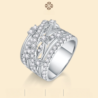 wholesale S925 silver cross-border exaggerated new style non-fading moissanite ring, Amazon best-selling lightweight luxury high-end ring-Moissanite>US No. 7