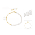wholesale S925 Sterling Silver Baroque Pearl Charm Bracelet with Herringbone Chain Links for Wholesale-0-1