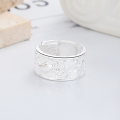 wholesale S925 Silver Cloud Tide Pavilion Fashionable and Personalized Minimalist Style Lotus Koi Hollow-out Versatile Openable Ring-0-1