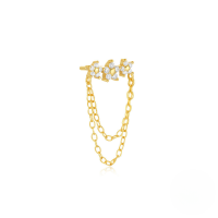 wholesale S925 Sterling Silver Moon Heart Zircon Inlaid Tassel Chain Earrings, Versatile Design-Single gold #3&gt;925 silver