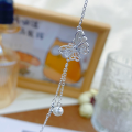 wholesale 999 Silver Maker S999 Ultra-Fairy Butterfly Pearl Tassel Necklace, Luxe and Versatile Fashion Pearl Collarbone Chain-0-2