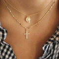 wholesale K925 Sterling Silver Gold-Plated Virgin Mary Pendant Cross Necklace-0-3