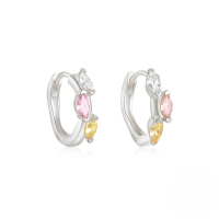 wholesale S925 Sterling Silver Rainbow Colored Star Moon Earrings With Zircon Accents For Daily Wear-Platinum #3 925 Silver