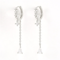 wholesale S925 Sterling Silver Full Rhinestone Chain Tassel Long Drop Ear Cuff-0-4