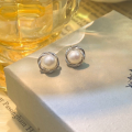 wholesale S925 Metal Korean New Twist Pearl Earrings Women, Small Niche Design, Luxury Advanced Flower Earrings, Versatile Style-0-2