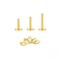 wholesale S925 Sterling Silver Geometric Zircon Accent Flat Threaded Ear Cartilage Stud, Cross-border Hot Seller, Versatile Sizes-Gold #1